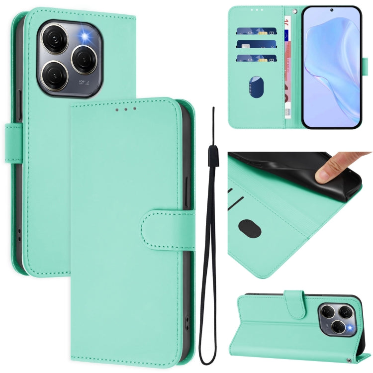 Skin Feel Solid Color Leather Phone Case with Lanyard, For Tecno Spark 20 Pro 5G, For Tecno Pop 6C