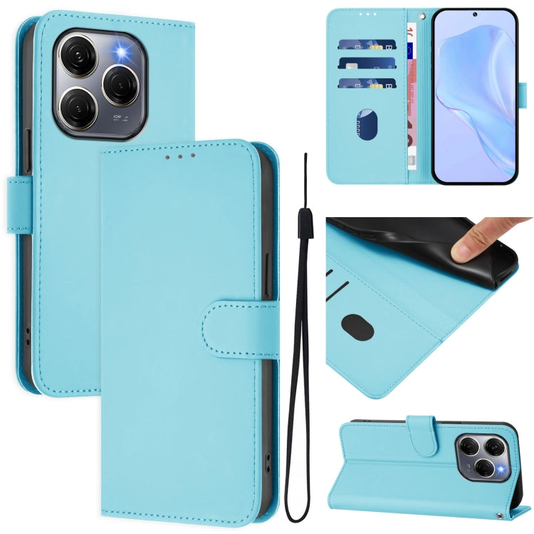 Skin Feel Solid Color Leather Phone Case with Lanyard, For Tecno Spark 20 Pro 5G, For Tecno Pop 6C