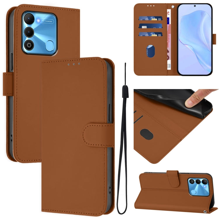 Skin Feel Solid Color Leather Phone Case with Lanyard, For Tecno Pova Neo 2, For Tecno Spark Go 2022 / 8C