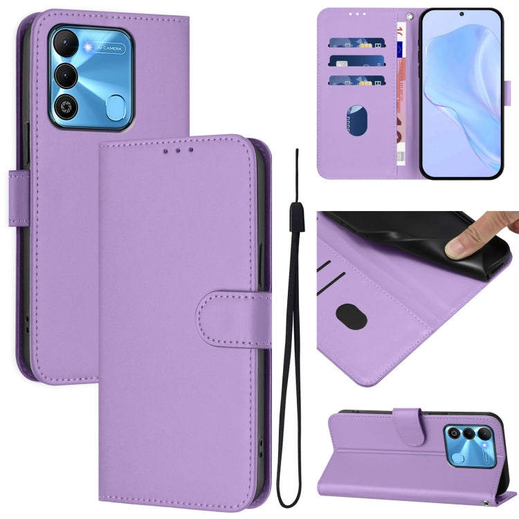 Skin Feel Solid Color Leather Phone Case with Lanyard, For Tecno Pova Neo 2, For Tecno Spark Go 2022 / 8C