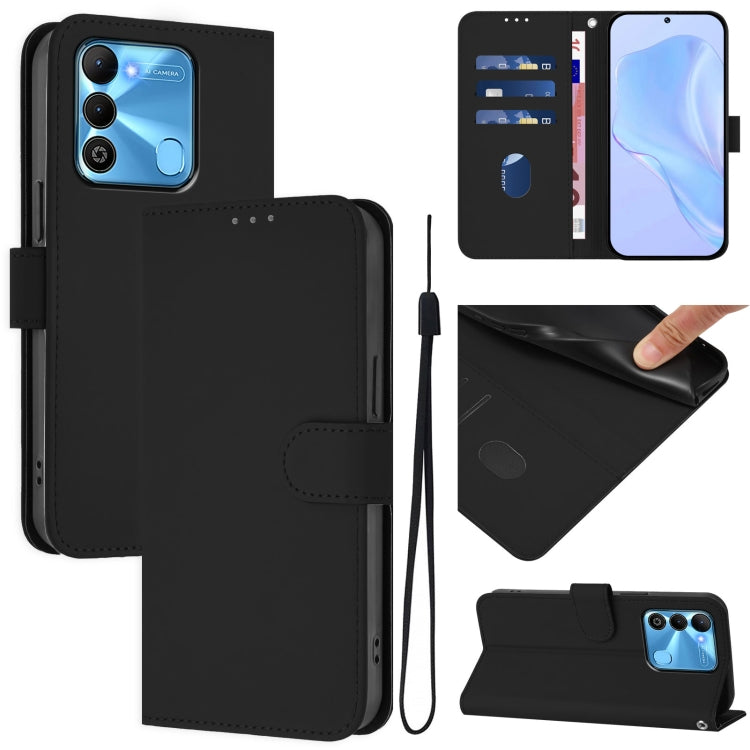 Skin Feel Solid Color Leather Phone Case with Lanyard, For Tecno Pova Neo 2, For Tecno Spark Go 2022 / 8C