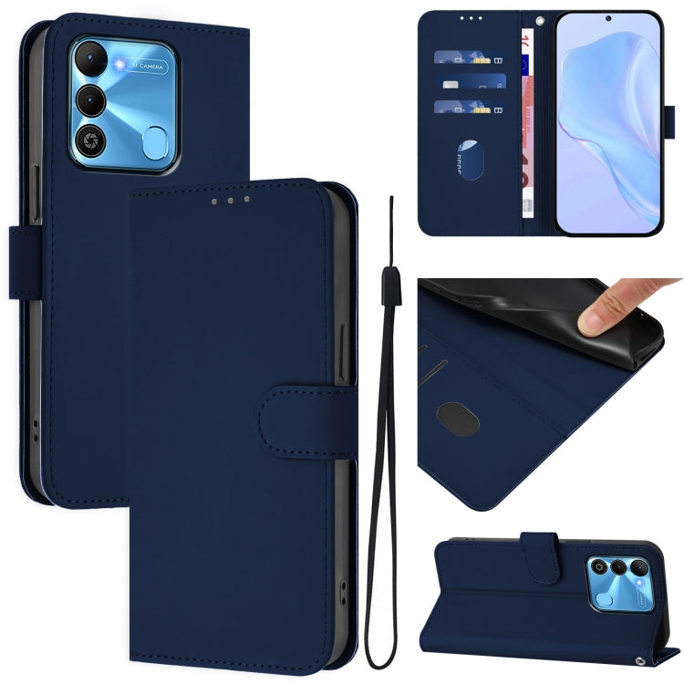 Skin Feel Solid Color Leather Phone Case with Lanyard, For Tecno Pova Neo 2, For Tecno Spark Go 2022 / 8C