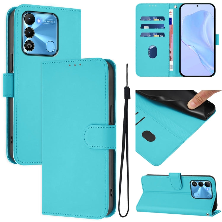 Skin Feel Solid Color Leather Phone Case with Lanyard, For Tecno Pova Neo 2, For Tecno Spark Go 2022 / 8C