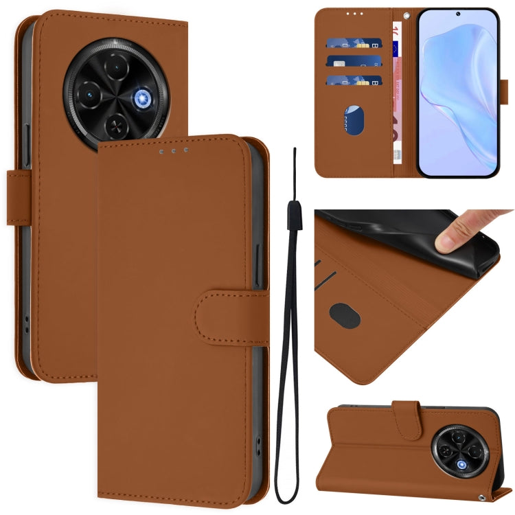 Skin Feel Solid Color Leather Phone Case with Lanyard, For Tecno Spark 30C 5G / Pop 9 5G, For Tecno Spark 30C
