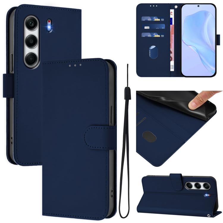 Skin Feel Solid Color Leather Phone Case with Lanyard, For Tecno Camon 40 4G, For Tecno Camon 40 Pro 5G