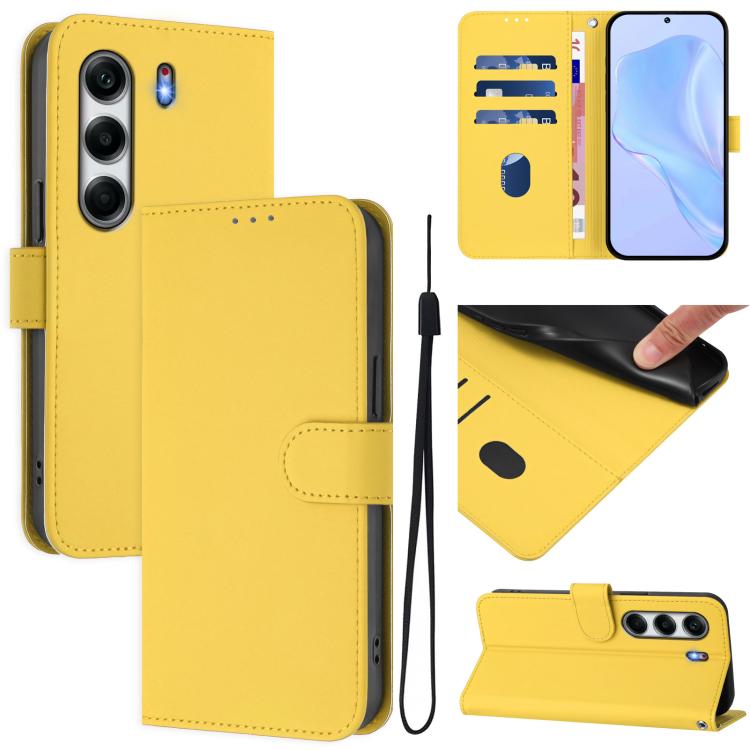 Skin Feel Solid Color Leather Phone Case with Lanyard, For Tecno Camon 40 Pro 4G, For Tecno Camon 40 Premier
