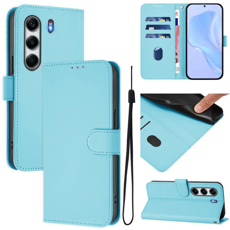 Skin Feel Solid Color Leather Phone Case with Lanyard, For Tecno Camon 40 4G, For Tecno Camon 40 Pro 5G