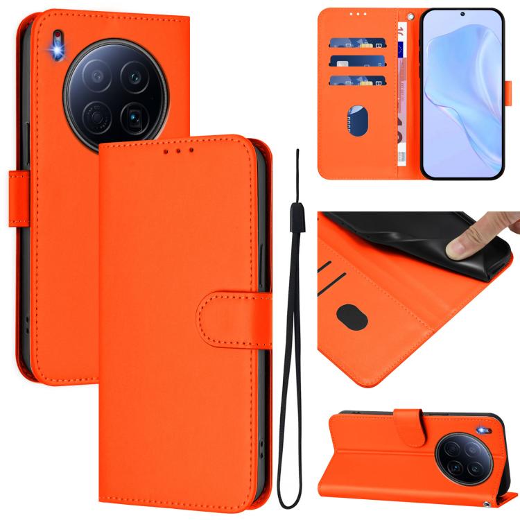 Skin Feel Solid Color Leather Phone Case with Lanyard, For Tecno Camon 40 Pro 4G, For Tecno Camon 40 Premier