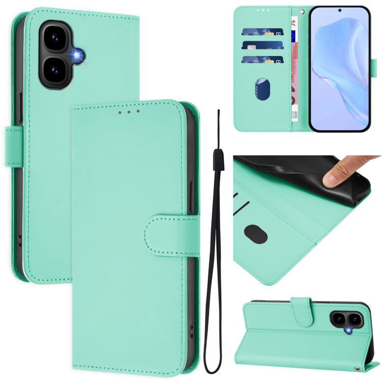 Skin Feel Solid Color Leather Phone Case with Lanyard, For Tecno Spark Slim 5G, For Tecno Pop 10