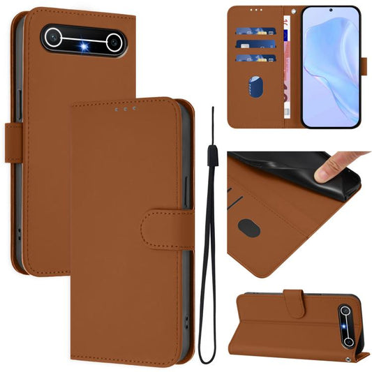 Skin Feel Solid Color Leather Phone Case with Lanyard, For Tecno Spark Slim 5G, For Tecno Pop 10