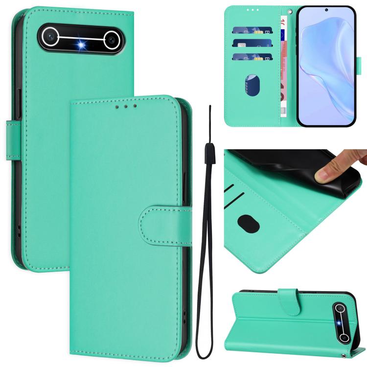 Skin Feel Solid Color Leather Phone Case with Lanyard, For Tecno Spark Slim 5G, For Tecno Pop 10
