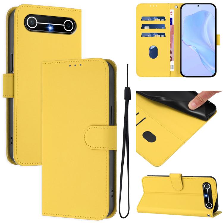 Skin Feel Solid Color Leather Phone Case with Lanyard, For Tecno Spark Slim 5G, For Tecno Pop 10