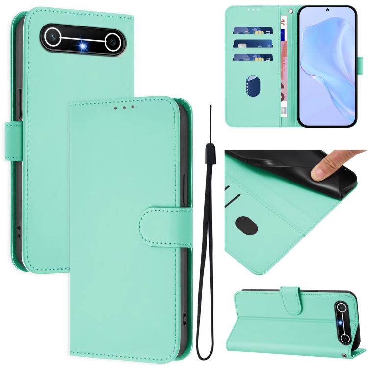 Skin Feel Solid Color Leather Phone Case with Lanyard, For Tecno Spark Slim 5G, For Tecno Pop 10