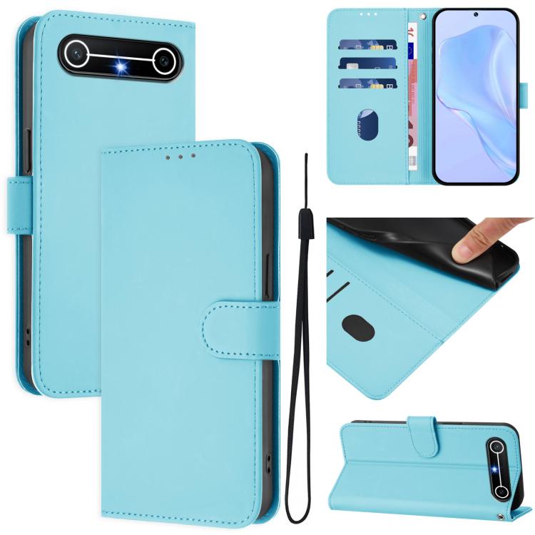 Skin Feel Solid Color Leather Phone Case with Lanyard, For Tecno Spark Slim 5G, For Tecno Pop 10