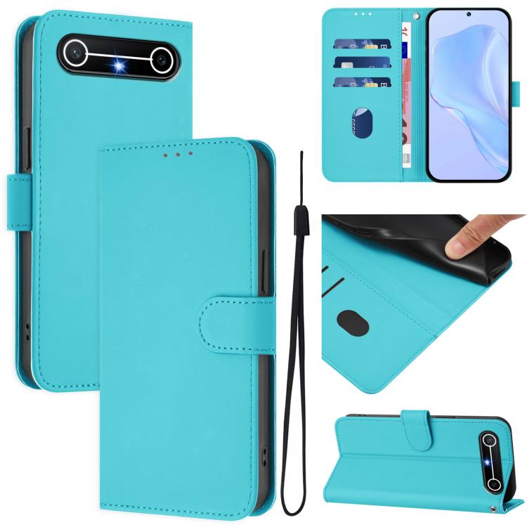 Skin Feel Solid Color Leather Phone Case with Lanyard, For Tecno Spark Slim 5G, For Tecno Pop 10
