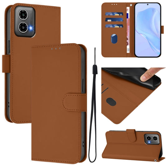 Skin Feel Solid Color Leather Phone Case with Lanyard, For Motorola Moto G34 5G / G45 5G, For Motorola Edge 50 5G Global