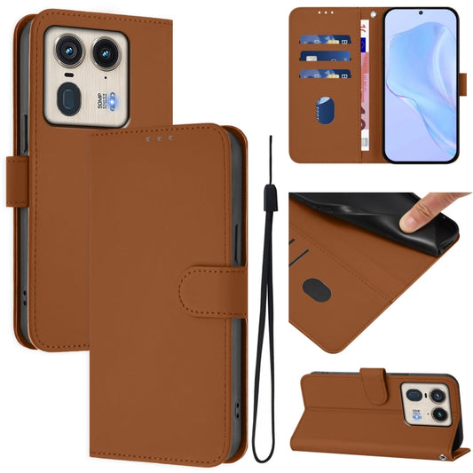 Skin Feel Solid Color Leather Phone Case with Lanyard, For Motorola Edge 50 Ultra / X50 Ultra, For Motorola Edge 50 Fusion