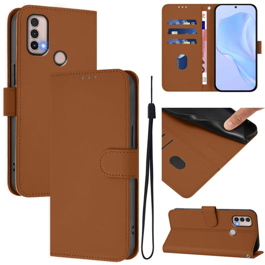 Skin Feel Solid Color Leather Phone Case with Lanyard, For Motorola Moto E20 / E30 / E40, For Motorola Moto G31 4G Global