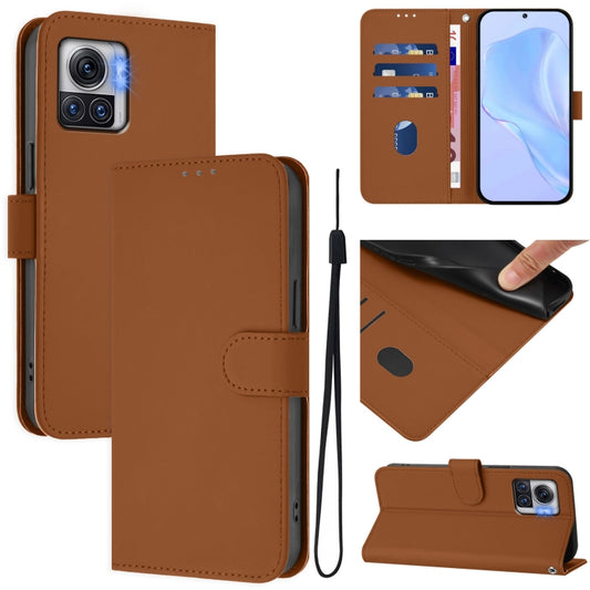 Skin Feel Solid Color Leather Phone Case with Lanyard, For Motorola Moto X30 Pro 5G, For Motorola Moto G42 4G