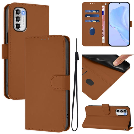 Skin Feel Solid Color Leather Phone Case with Lanyard, For Motorola Moto G 5G 2022, For Motorola Edge 70 Pro