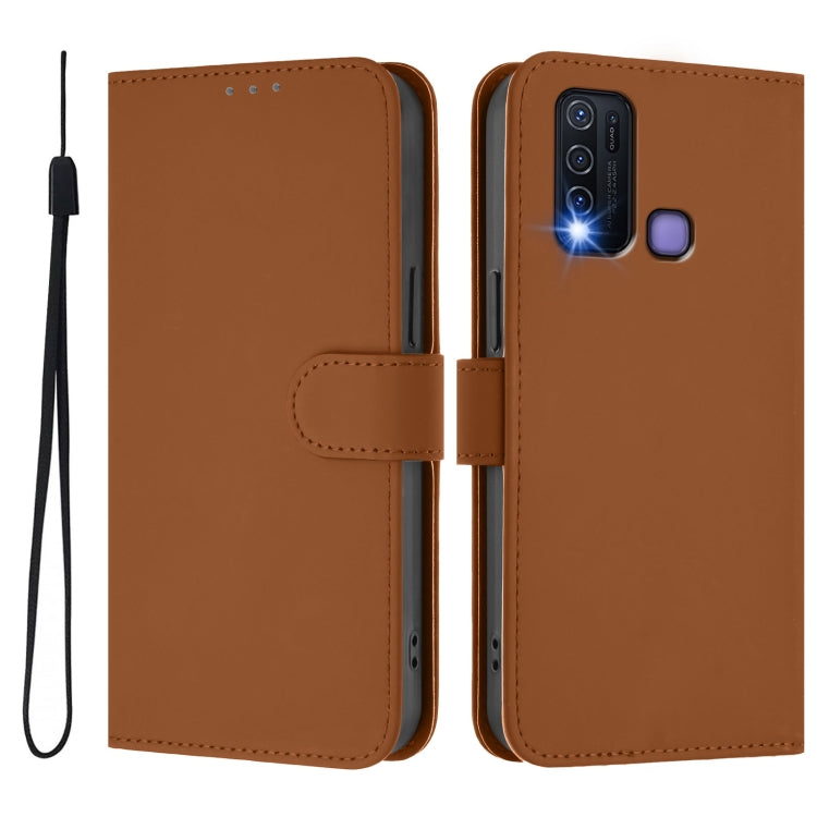 Skin Feel Solid Color Leather Phone Case with Lanyard, For vivo Y30 4G Global, For vivo Y19 / U3 / Y5S / Z5i / U20