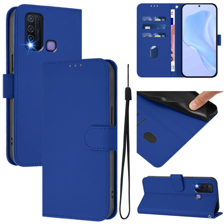 Skin Feel Solid Color Leather Phone Case with Lanyard, For vivo Y30 4G Global, For vivo Y19 / U3 / Y5S / Z5i / U20