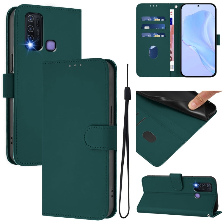 Skin Feel Solid Color Leather Phone Case with Lanyard, For vivo Y30 4G Global, For vivo Y19 / U3 / Y5S / Z5i / U20