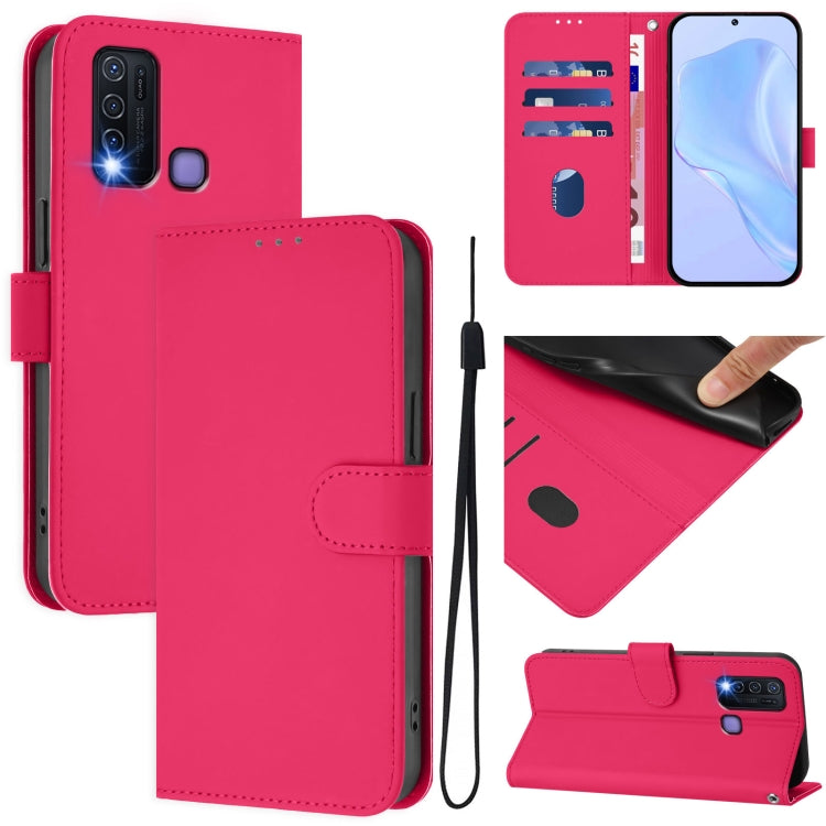 Skin Feel Solid Color Leather Phone Case with Lanyard, For vivo Y30 4G Global, For vivo Y19 / U3 / Y5S / Z5i / U20