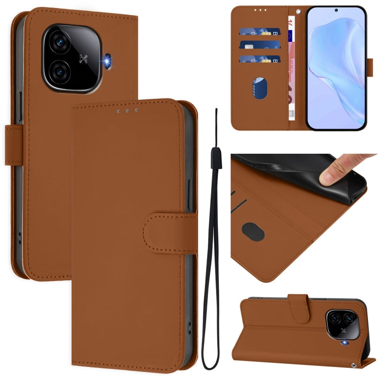 Skin Feel Solid Color Leather Phone Case with Lanyard, For vivo Y20 / Y20i / Y20S / Y11S, For vivo iQOO Z9 5G / Z9 Turbo 5G