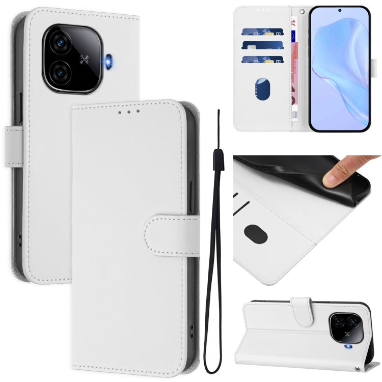 Skin Feel Solid Color Leather Phone Case with Lanyard, For vivo Y20 / Y20i / Y20S / Y11S, For vivo iQOO Z9 5G / Z9 Turbo 5G