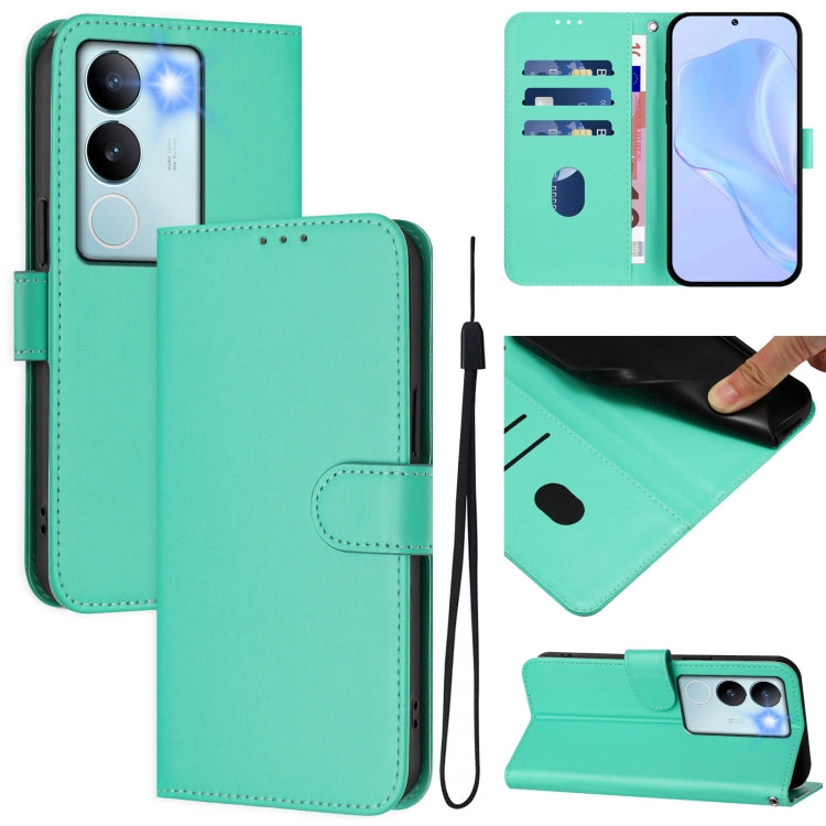 Skin Feel Solid Color Leather Phone Case with Lanyard, For vivo Y36 5G Global / Y36 4G Global, For vivo V29 5G Global / V29 Pro