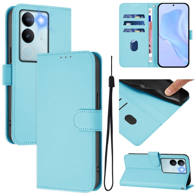 Skin Feel Solid Color Leather Phone Case with Lanyard, For vivo Y36 5G Global / Y36 4G Global, For vivo V29 5G Global / V29 Pro