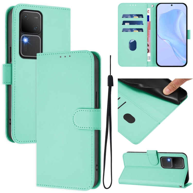 Skin Feel Solid Color Leather Phone Case with Lanyard, For vivo Y100 5G IDN / V40 SE 5G, For vivo V30 5G Global / V30 Pro Global