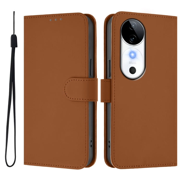 Skin Feel Solid Color Leather Phone Case with Lanyard, For vivo S19, For vivo Y28 4G