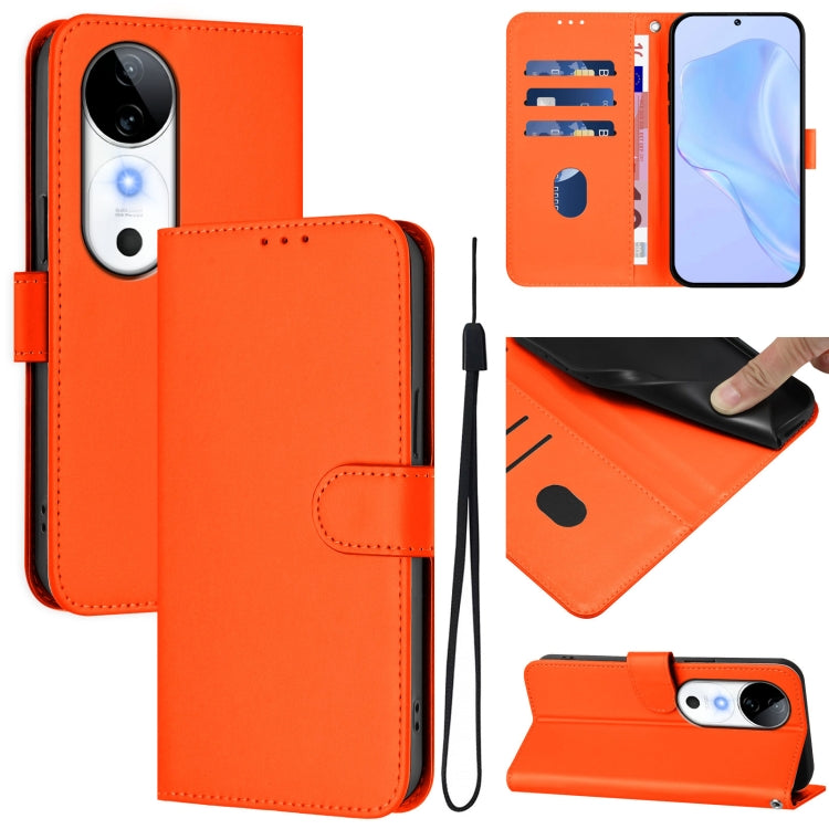 Skin Feel Solid Color Leather Phone Case with Lanyard, For vivo S19, For vivo Y28 4G
