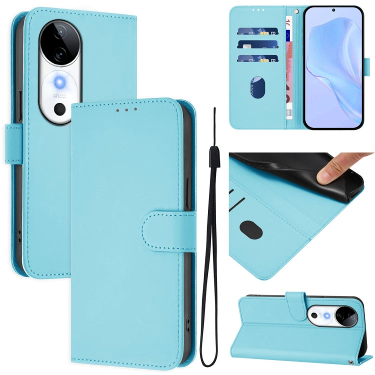 Skin Feel Solid Color Leather Phone Case with Lanyard, For vivo S19, For vivo Y28 4G