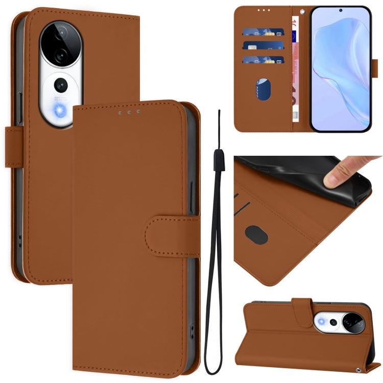 Skin Feel Solid Color Leather Phone Case with Lanyard, For vivo V40 Lite 5G / V30E 5G Global, For vivo S19 Pro