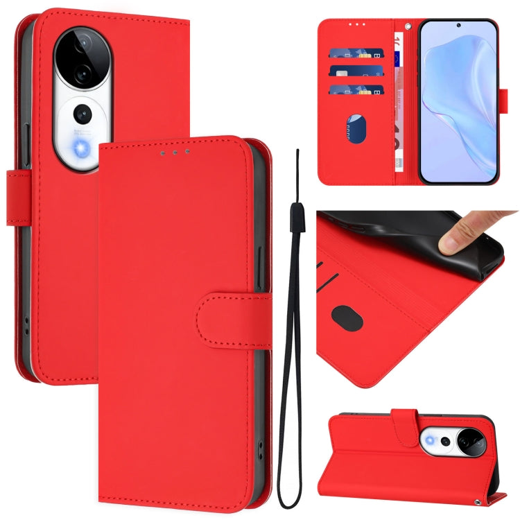 Skin Feel Solid Color Leather Phone Case with Lanyard, For vivo V40 Lite 5G / V30E 5G Global, For vivo S19 Pro
