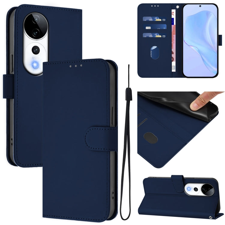 Skin Feel Solid Color Leather Phone Case with Lanyard, For vivo V40 Lite 5G / V30E 5G Global, For vivo S19 Pro