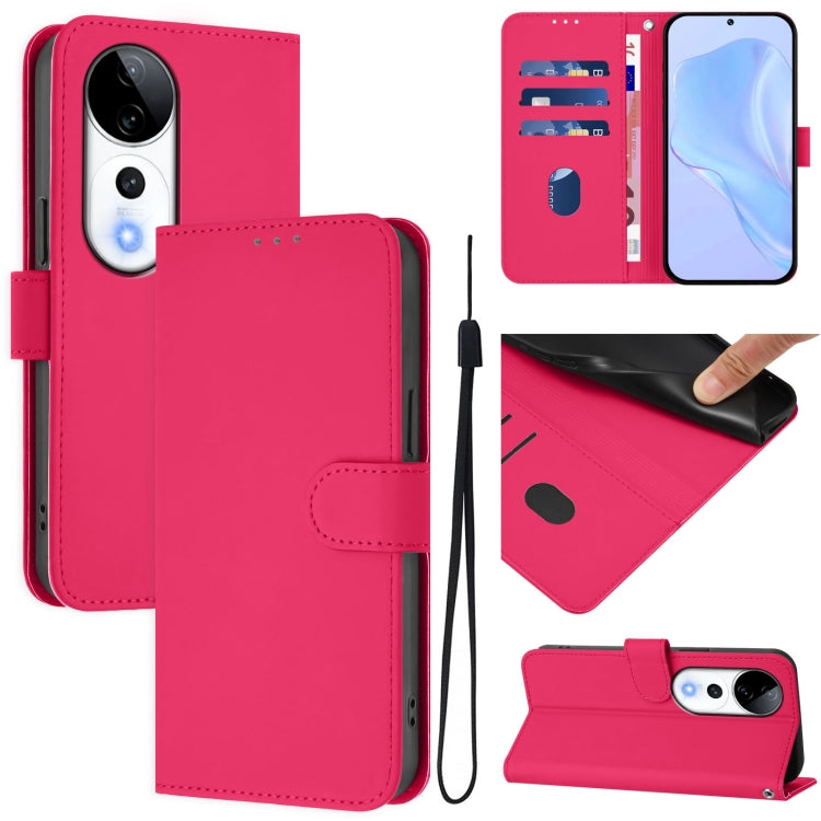 Skin Feel Solid Color Leather Phone Case with Lanyard, For vivo V40 Lite 5G / V30E 5G Global, For vivo S19 Pro