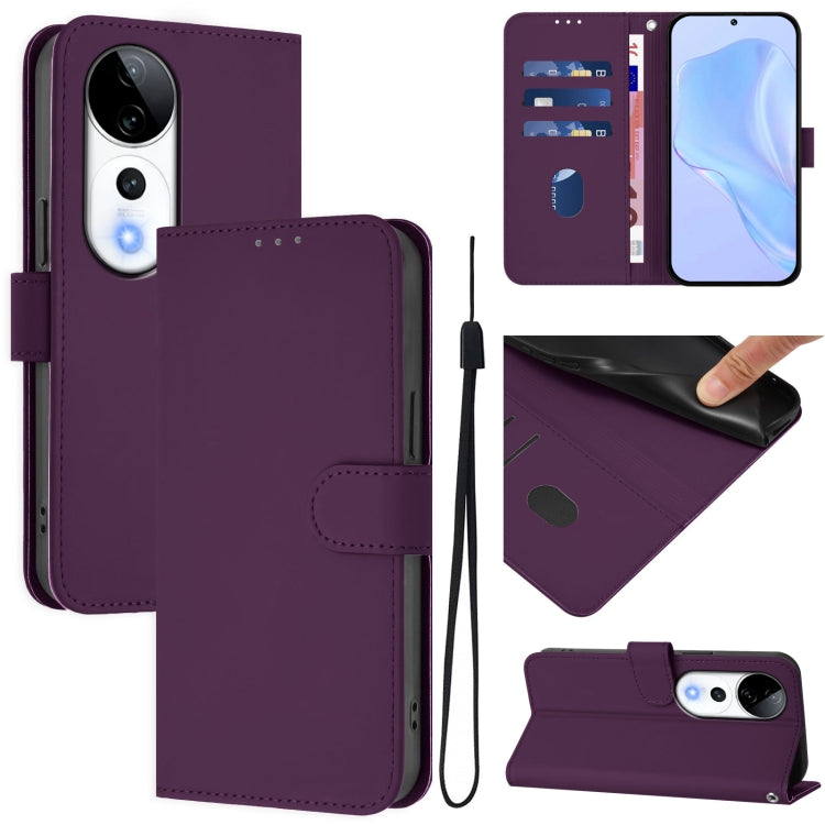 Skin Feel Solid Color Leather Phone Case with Lanyard, For vivo V40 Lite 5G / V30E 5G Global, For vivo S19 Pro