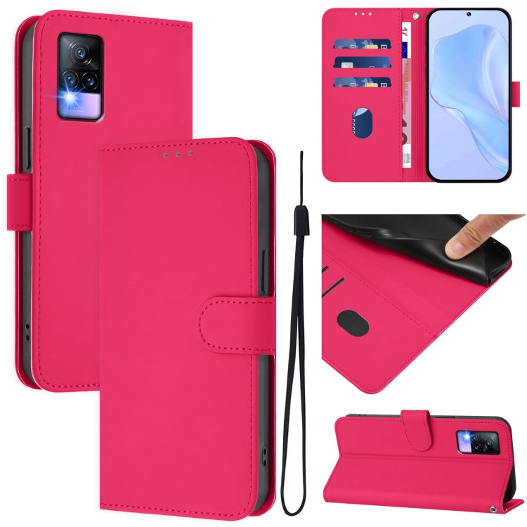 Skin Feel Solid Color Leather Phone Case with Lanyard, For vivo V20 / V21E 4G / Y73 2021, For vivo Y53S 4G / Y51A 2021
