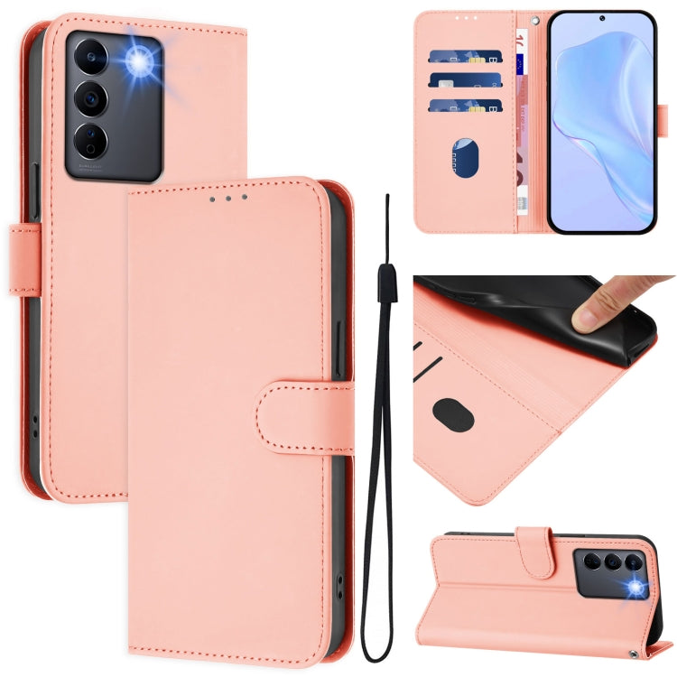 Skin Feel Solid Color Leather Phone Case with Lanyard, For vivo Y100 5G Global, For vivo V27 5G / V27  Pro 5G Global