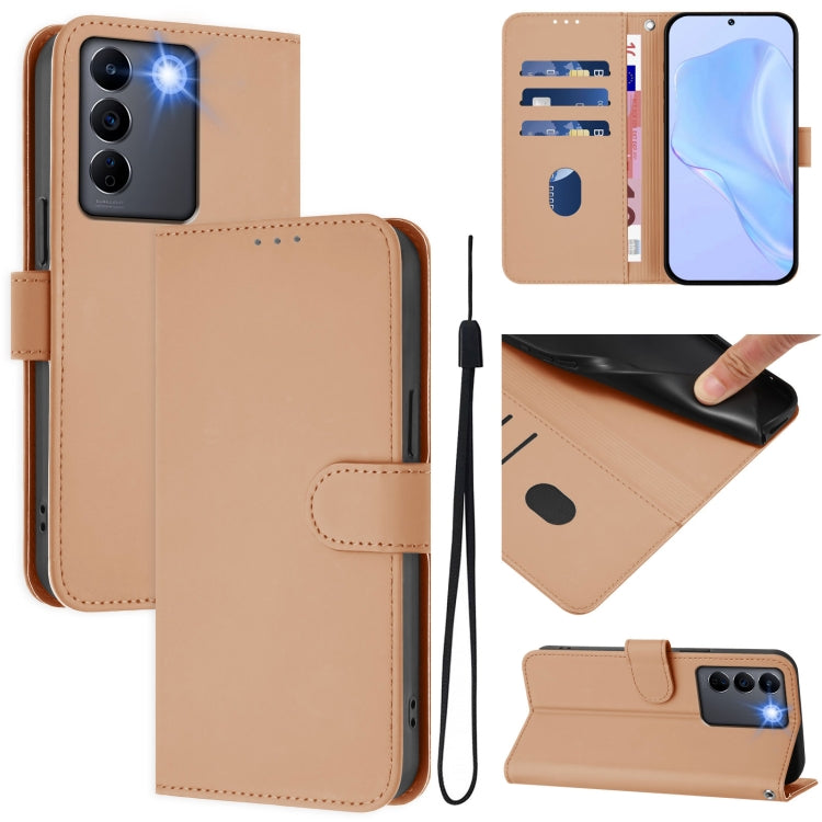 Skin Feel Solid Color Leather Phone Case with Lanyard, For vivo Y100 5G Global, For vivo V27 5G / V27  Pro 5G Global