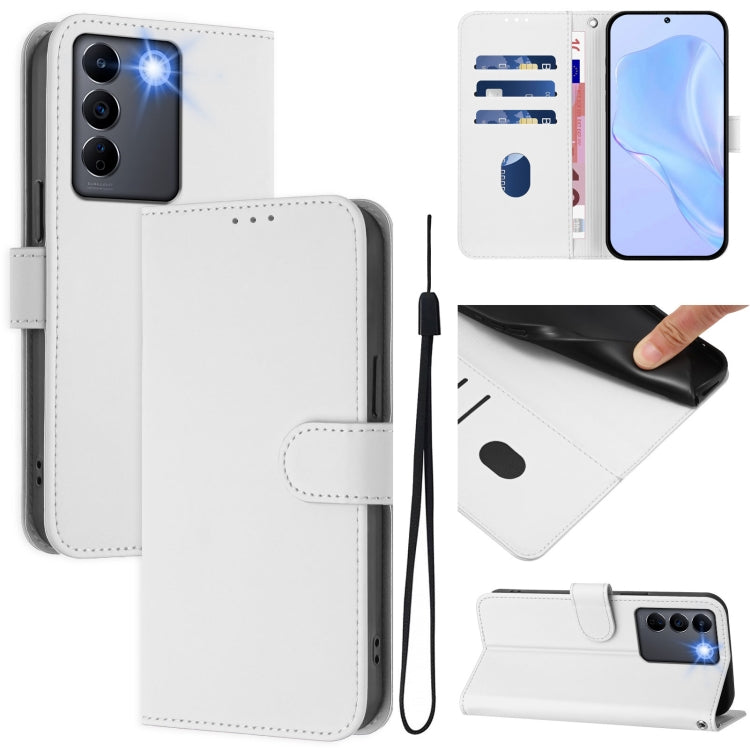 Skin Feel Solid Color Leather Phone Case with Lanyard, For vivo Y100 5G Global, For vivo V27 5G / V27  Pro 5G Global