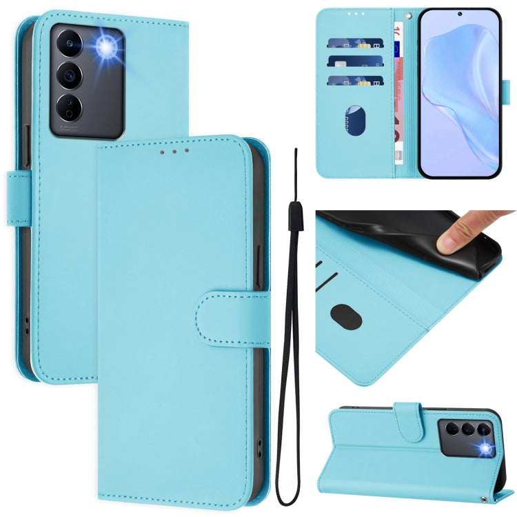 Skin Feel Solid Color Leather Phone Case with Lanyard, For vivo Y100 5G Global, For vivo V27 5G / V27  Pro 5G Global