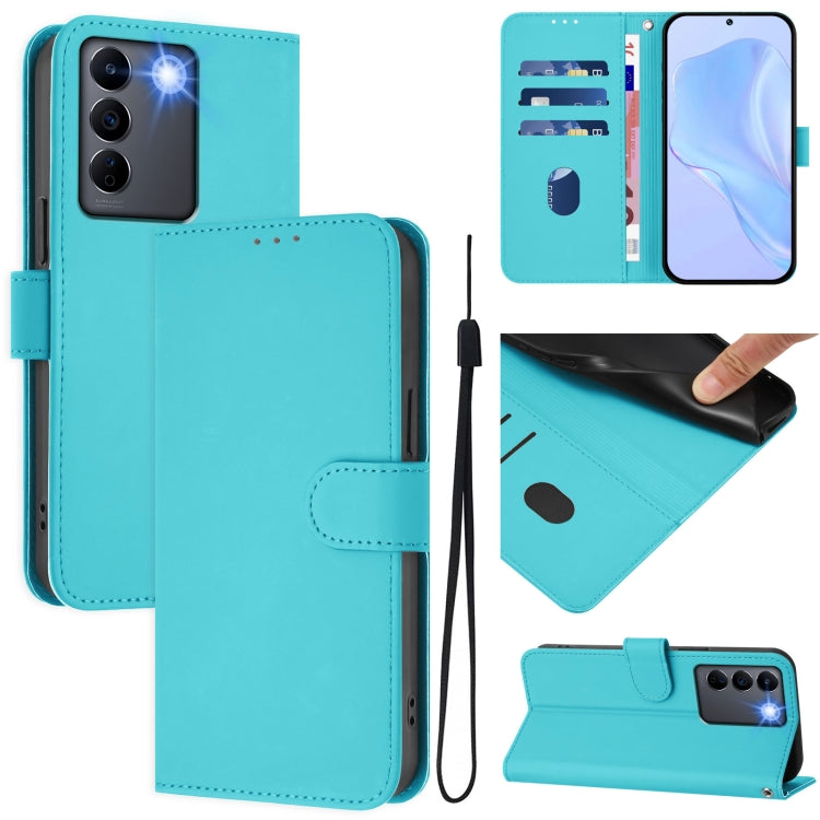Skin Feel Solid Color Leather Phone Case with Lanyard, For vivo Y100 5G Global, For vivo V27 5G / V27  Pro 5G Global