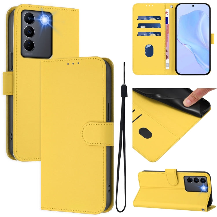 Skin Feel Solid Color Leather Phone Case with Lanyard, For vivo V27E 4G Global / T2 4G Global, For vivo Y72 5G / iQOO Z3 / Y52 5G