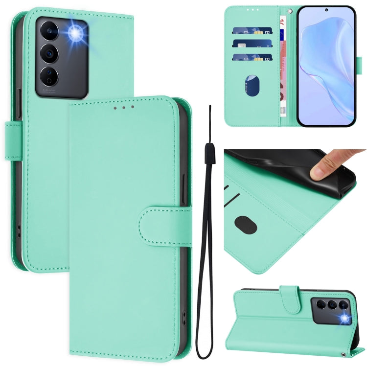 Skin Feel Solid Color Leather Phone Case with Lanyard, For vivo V27E 4G Global / T2 4G Global, For vivo Y72 5G / iQOO Z3 / Y52 5G