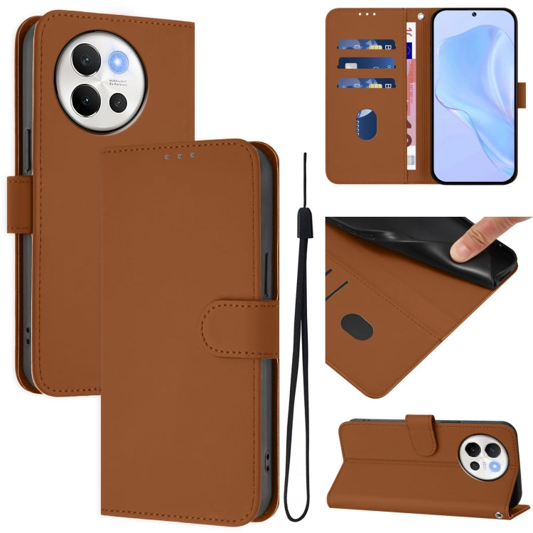 Skin Feel Solid Color Leather Phone Case with Lanyard, For vivo V40 Lite 5G / V30E 5G Global, For vivo S19 Pro